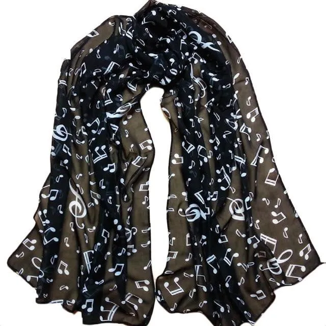 Lady Musical Note Chiffon Neck Scarf