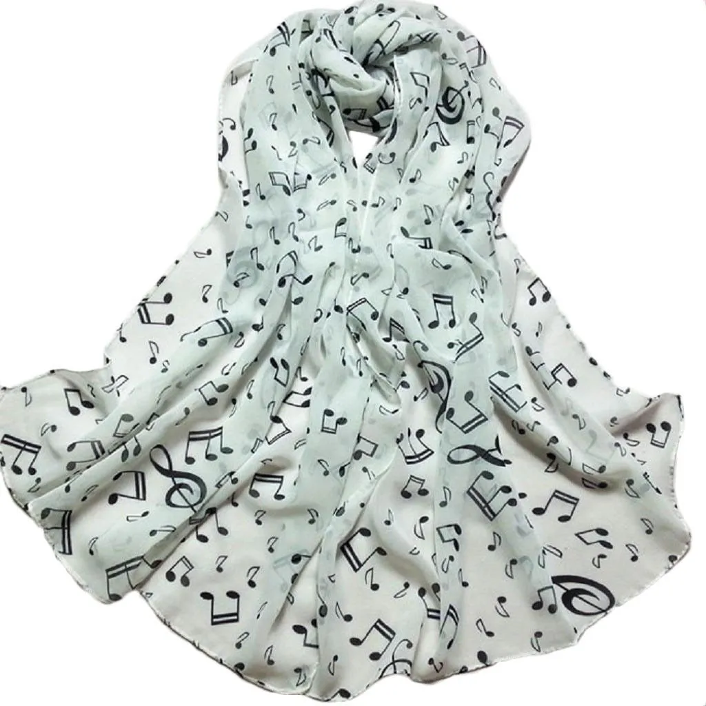 Lady Musical Note Chiffon Neck Scarf