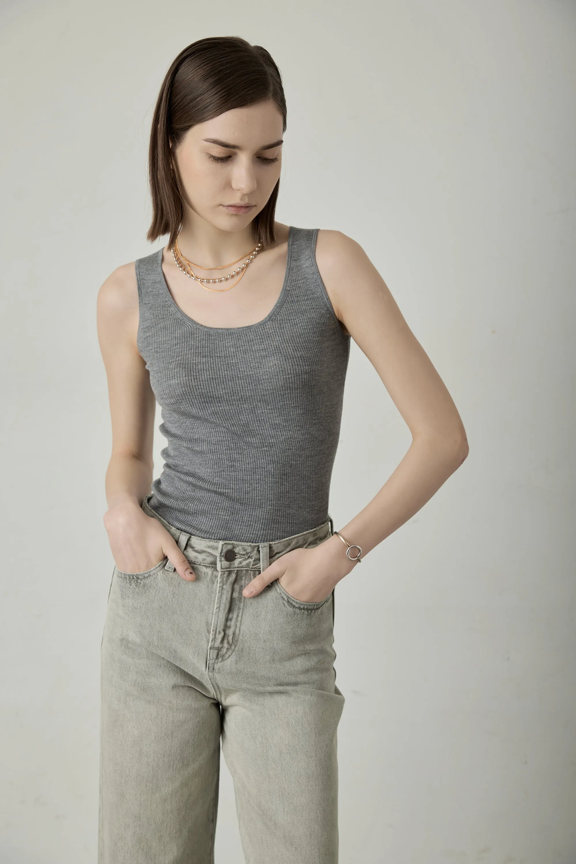 LENYA silk tank top (Grey)