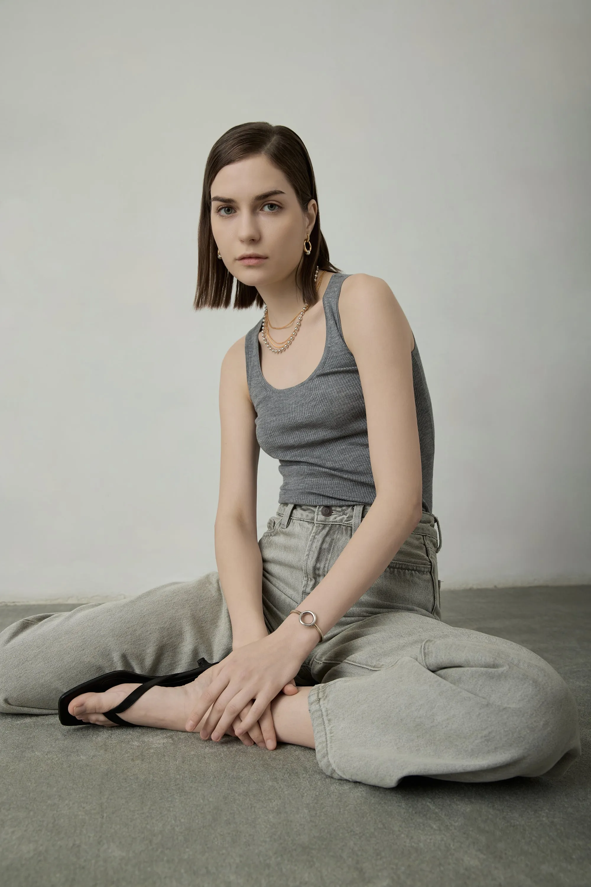 LENYA silk tank top (Grey)