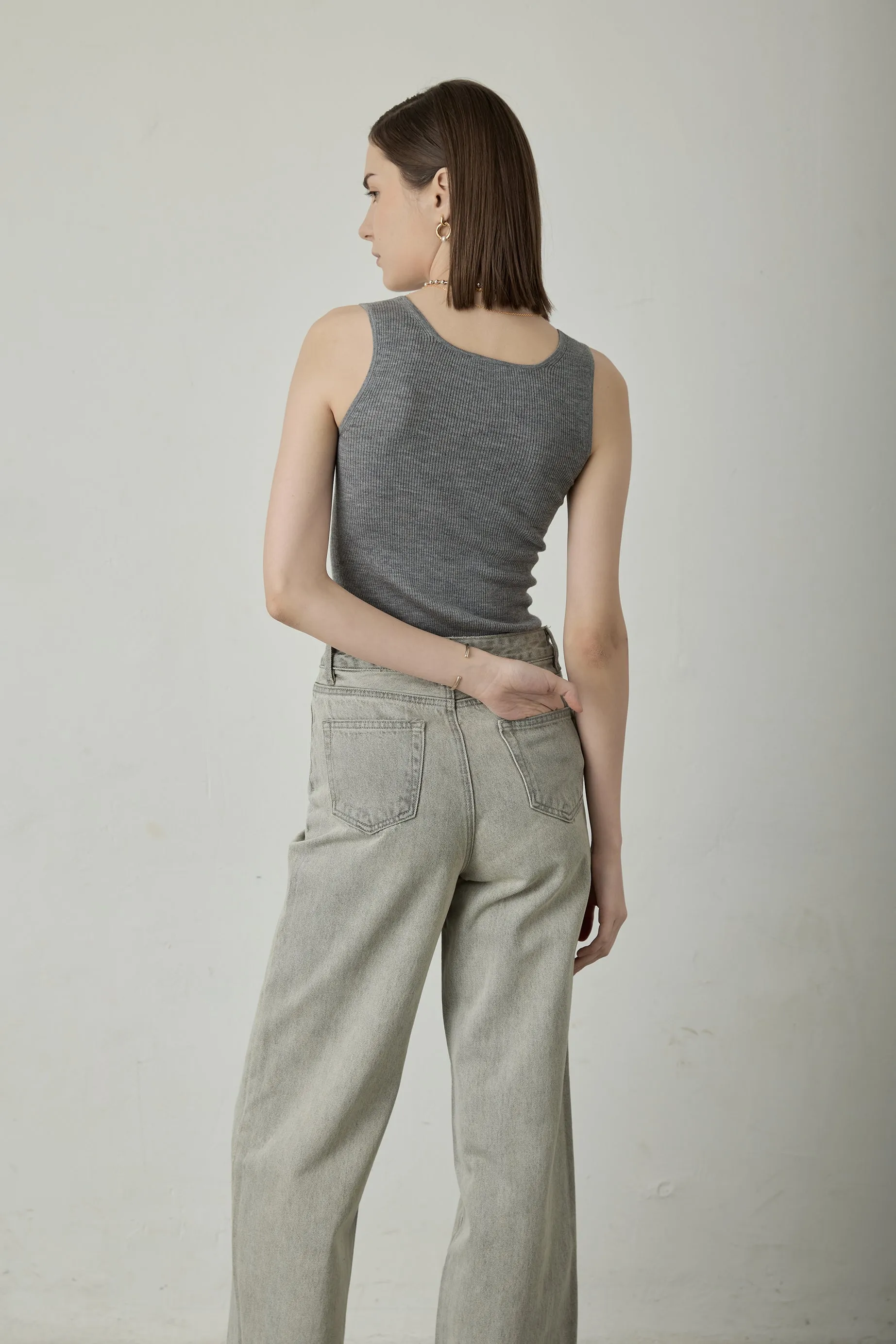 LENYA silk tank top (Grey)