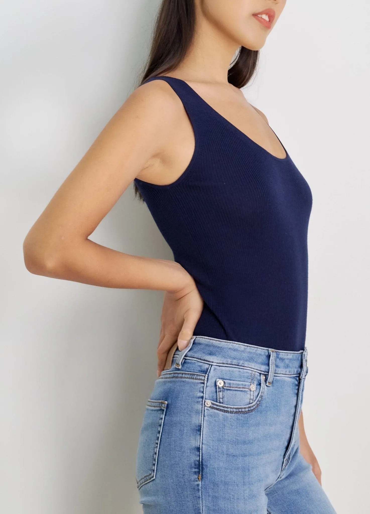 LENYA silk tank top (Navy)