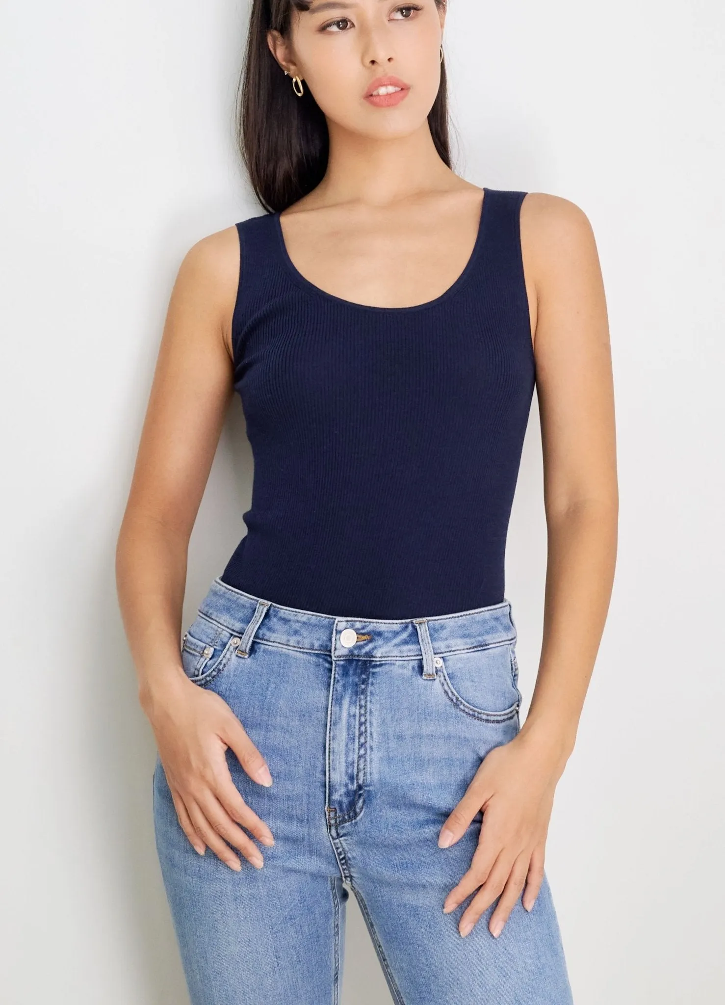 LENYA silk tank top (Navy)