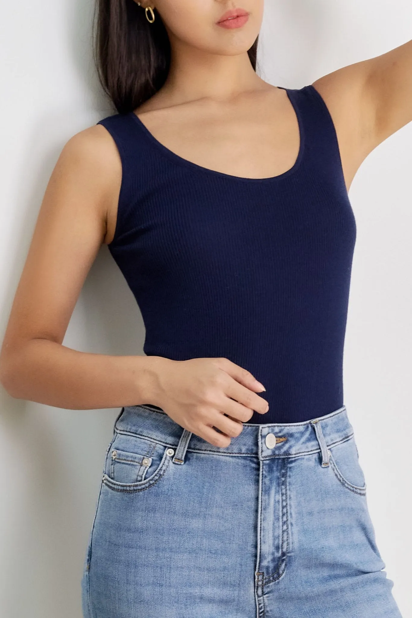 LENYA silk tank top (Navy)