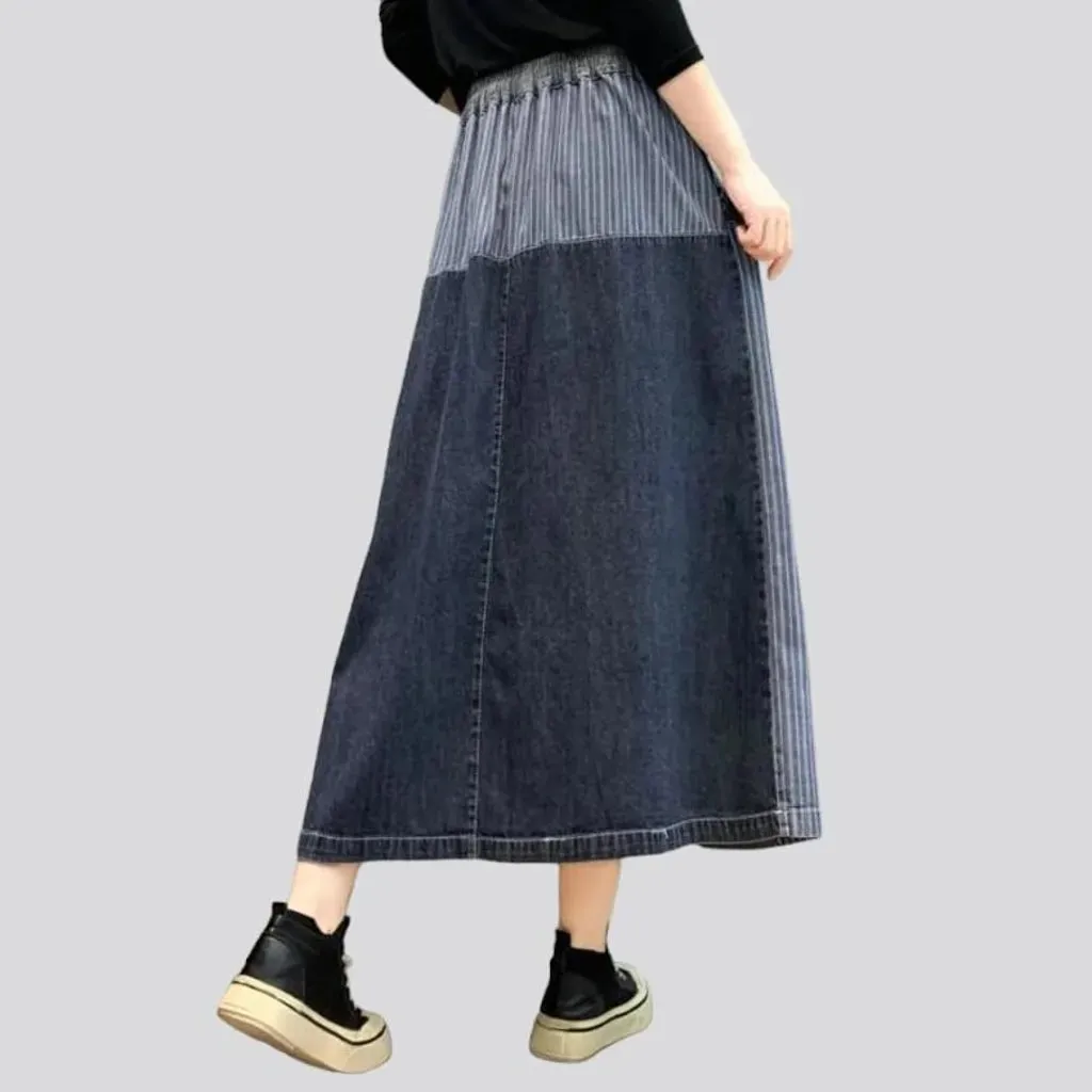 Long street denim skirt for ladies