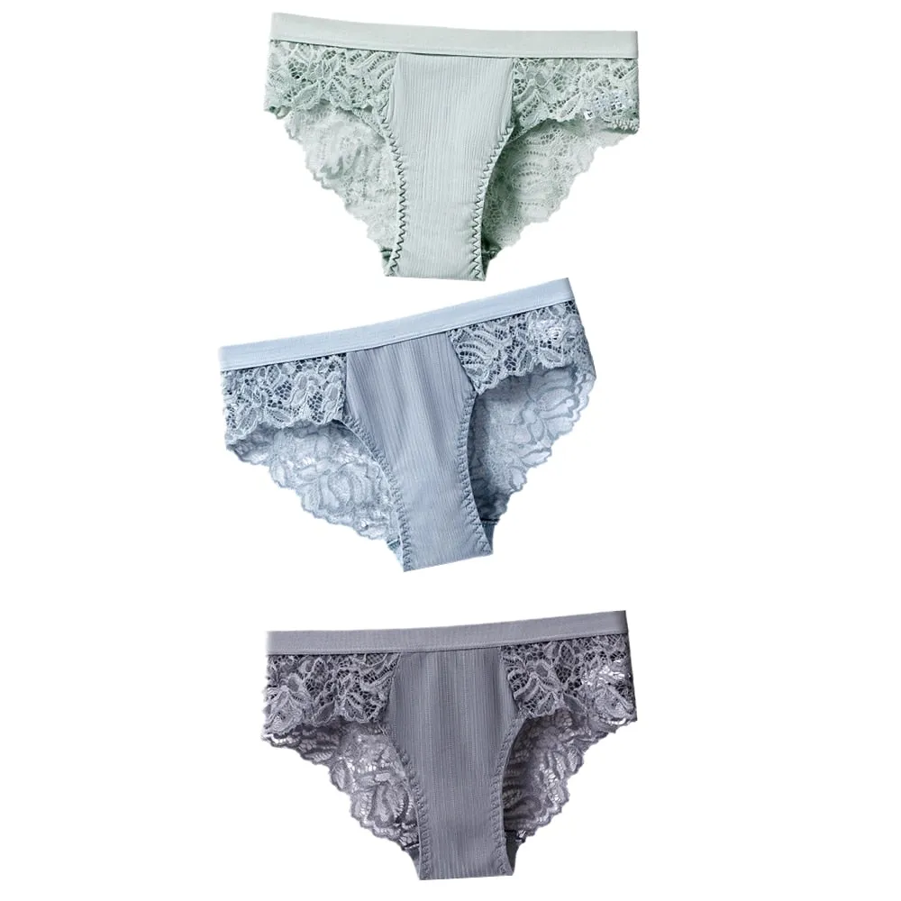 Lot de 3 Culottes féminines en coton à dentelle