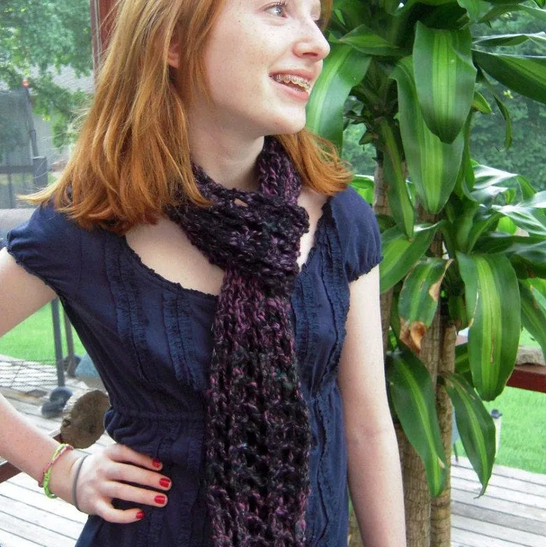 Luau Scarf, Knitting Pattern for Handspun Yarn, Art Yarn