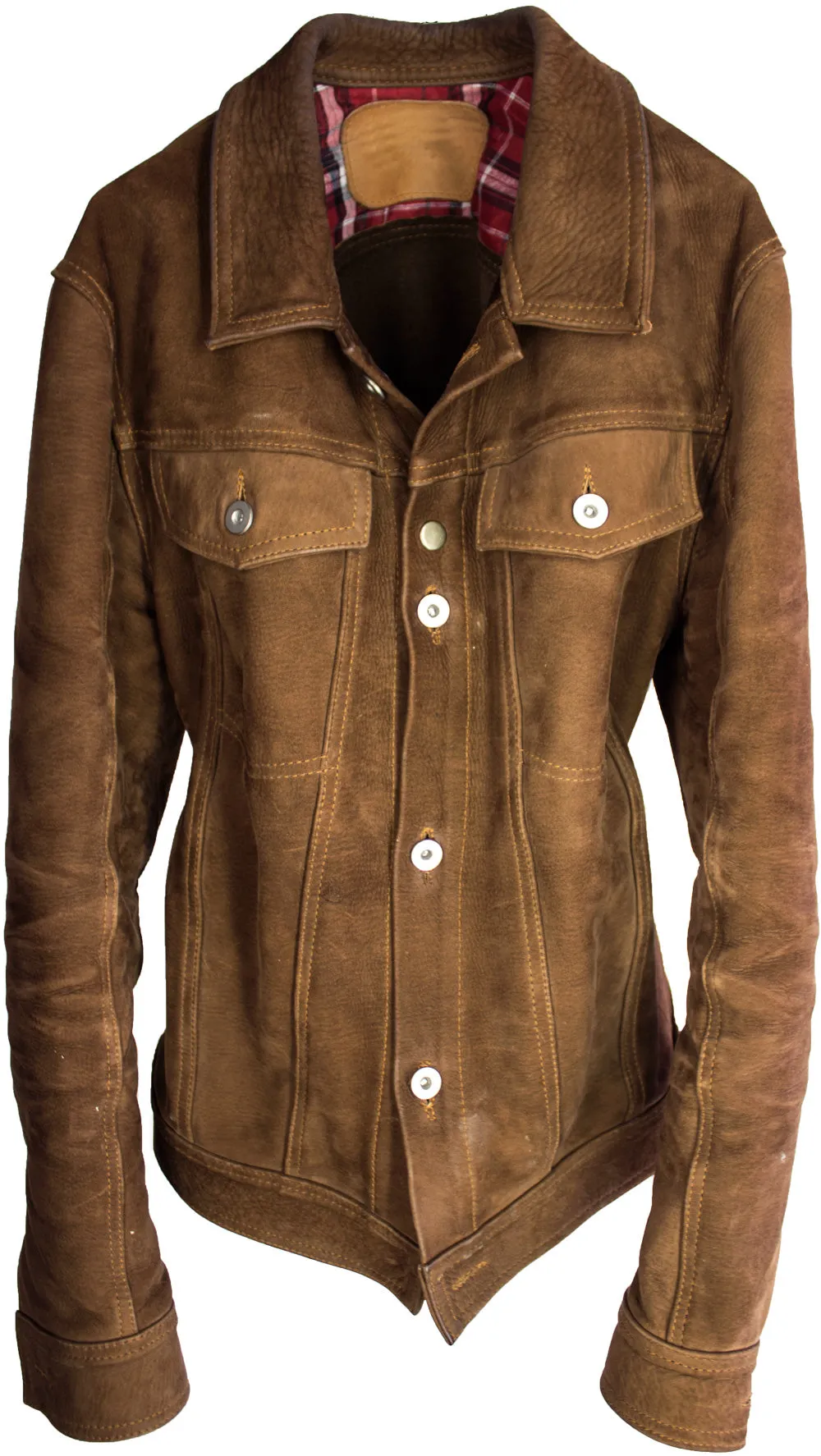 MCDAVE Denim Style Jacket in Nubuck Suede - Mocha  -