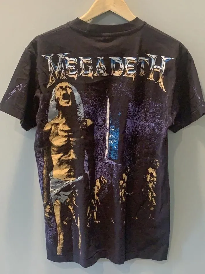 MEGADETH OVERPRINT MEN'S MEDIUM 100% Cotton New Vintage Band T Shirt