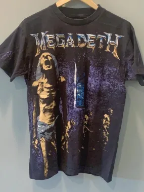 MEGADETH OVERPRINT MEN'S MEDIUM 100% Cotton New Vintage Band T Shirt