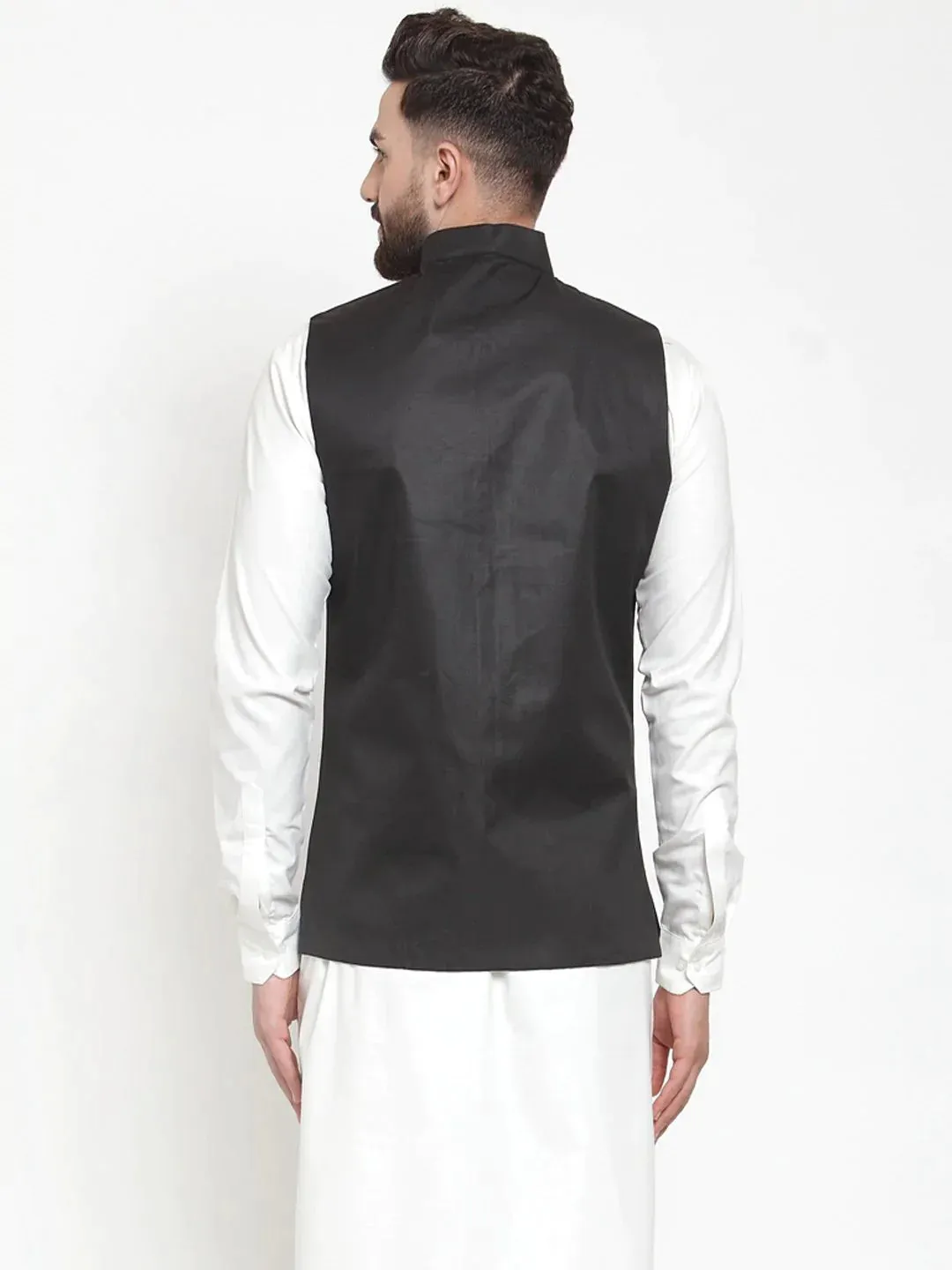 Men Black Solid Nehru Jacket