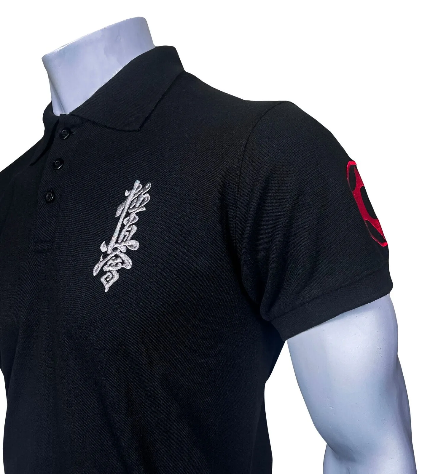 MEN POLO SHIRT EMBROIDERED KYOKUSHIN WARRIOR BLACK