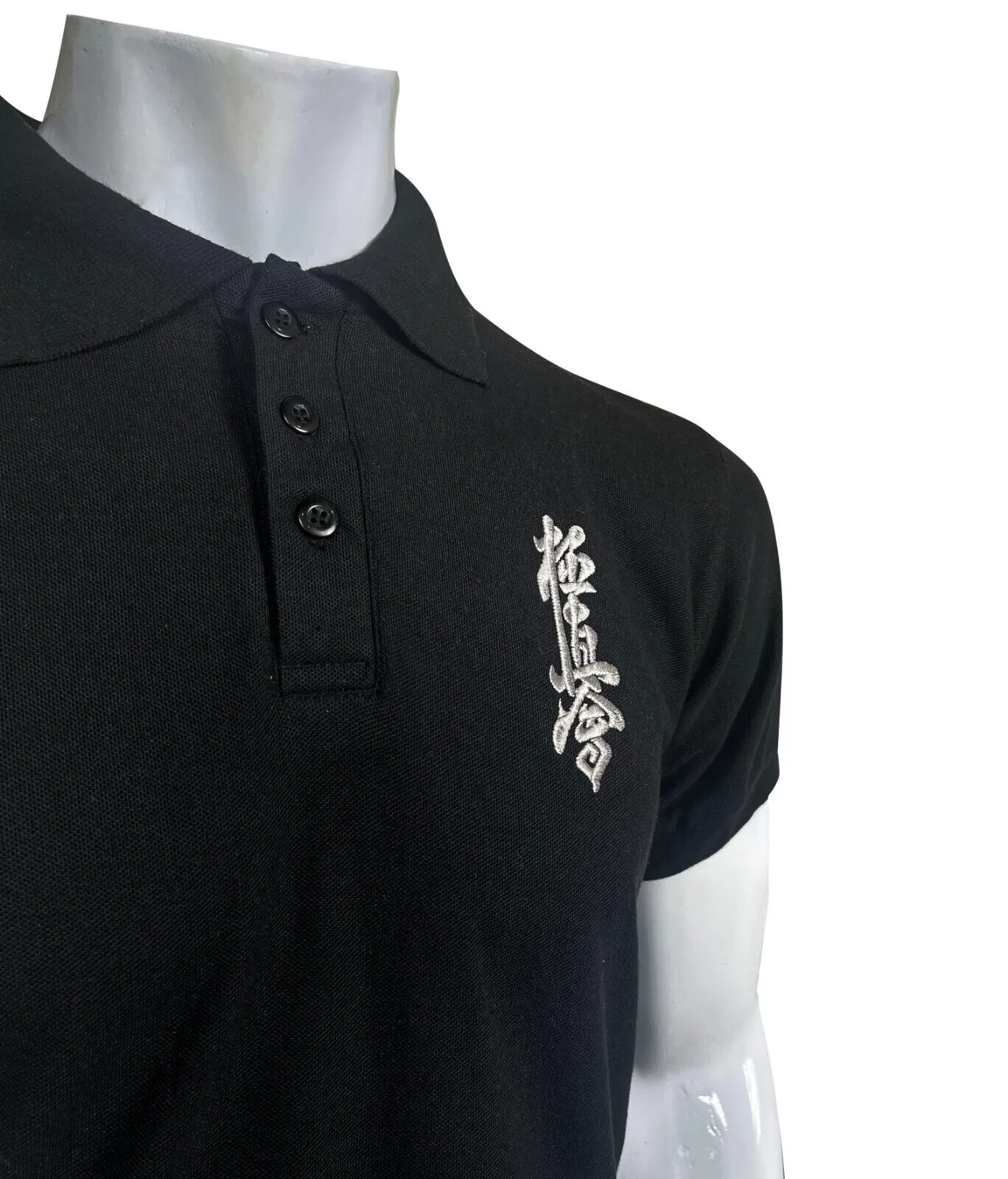 MEN POLO SHIRT EMBROIDERED KYOKUSHIN WARRIOR BLACK