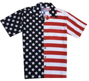 Men's American Flag Woven Camp Shirt, Style# 102-39