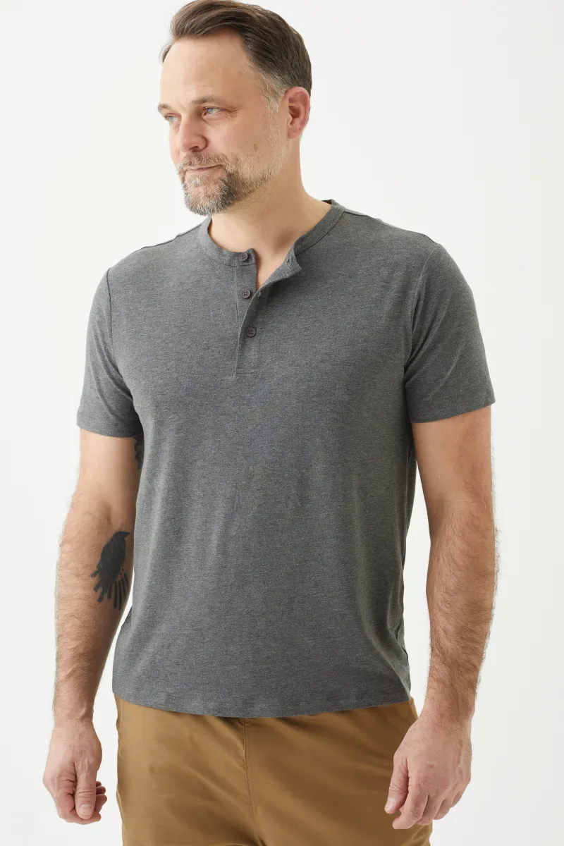 Men's Bamboo Cotton Short-Sleeve Henley Tee-All Sales Final