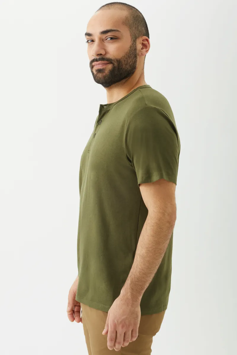 Men's Bamboo Cotton Short-Sleeve Henley Tee-All Sales Final