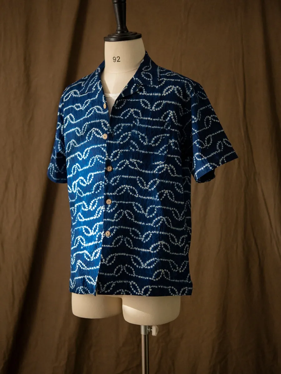 Men's Indigo Tie-Dyed Hawaiian Shirt