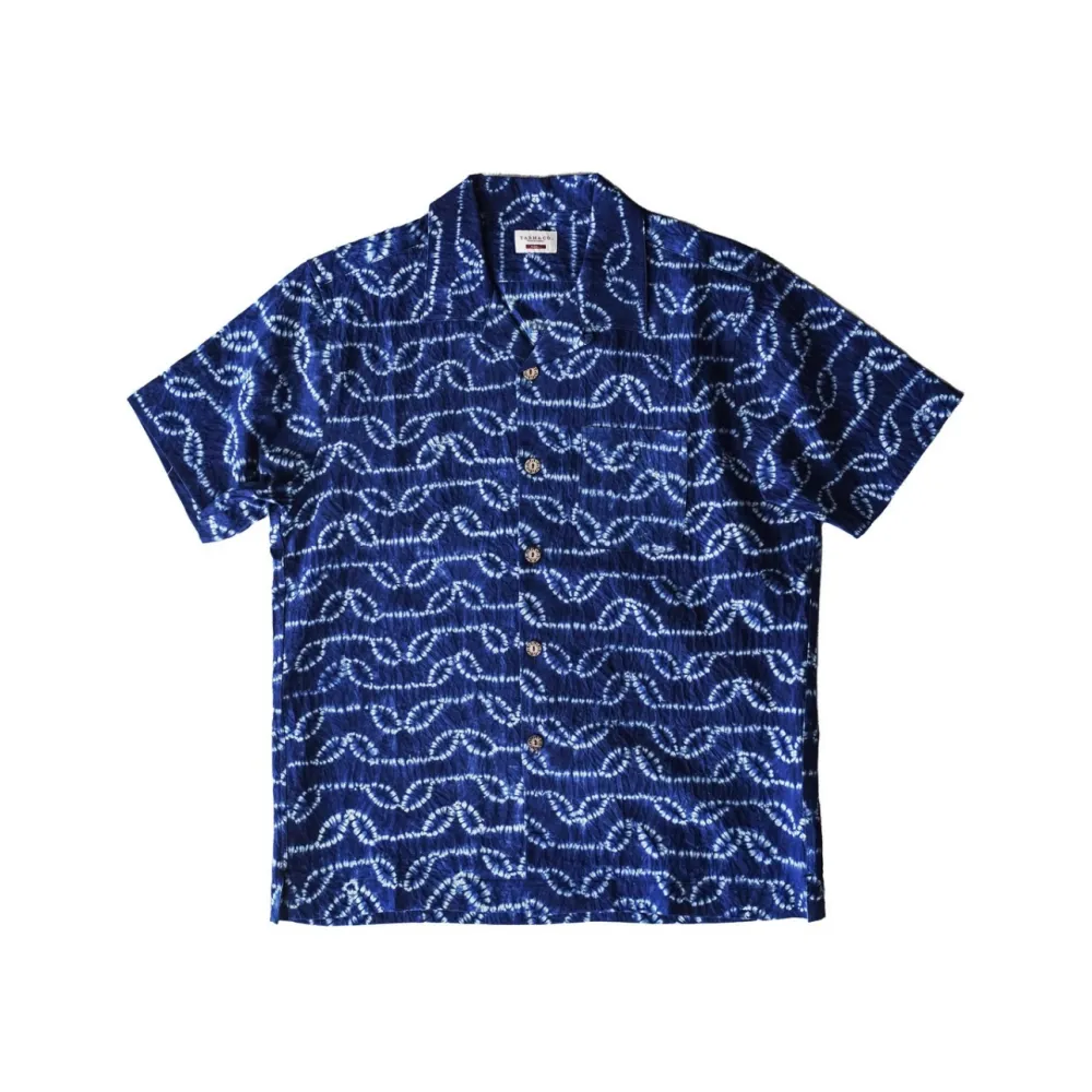 Men's Indigo Tie-Dyed Hawaiian Shirt