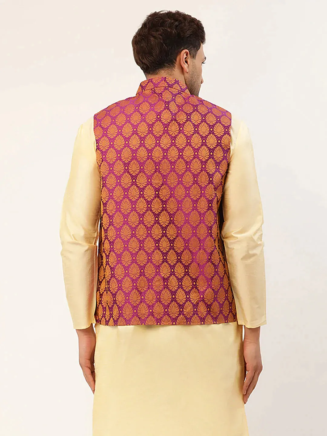 Men'S Pink Self-Designed Waistcoat