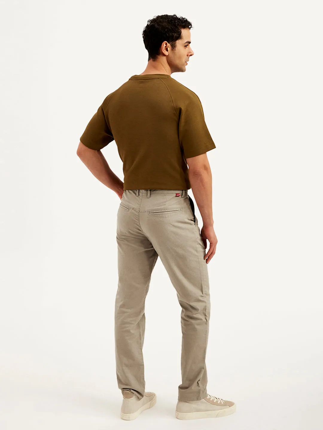 Men's Taupe Straight Fit Chinos