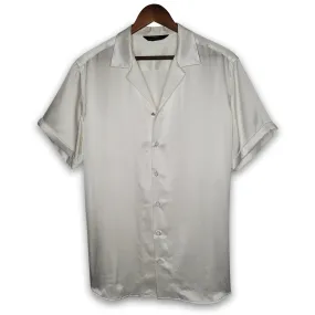 Men's White Short Sleeve Silk Shirt