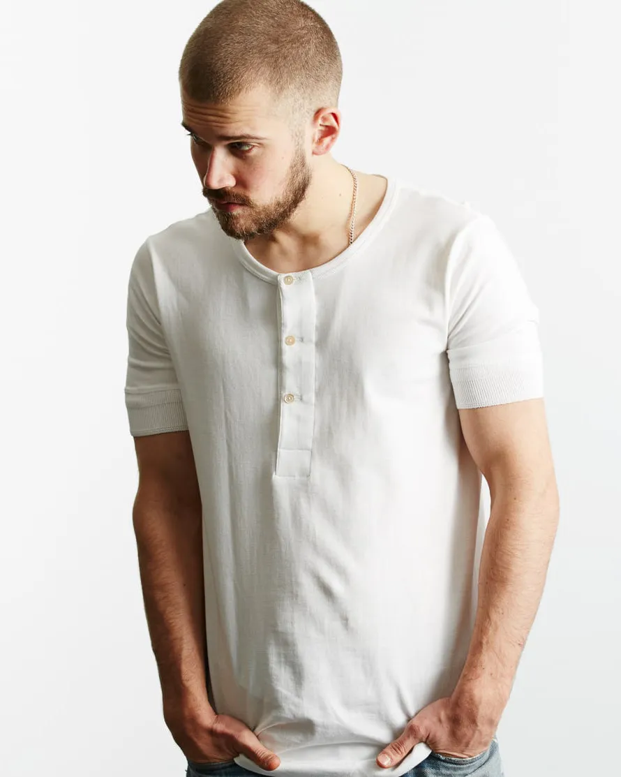 Merz B Schwanen Good Originals 207 8.6oz Loopwheeled S/S Henley - White