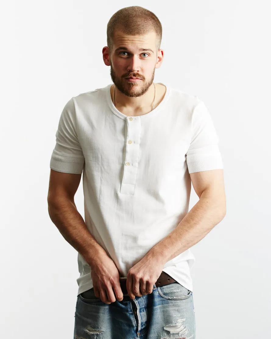 Merz B Schwanen Good Originals 207 8.6oz Loopwheeled S/S Henley - White