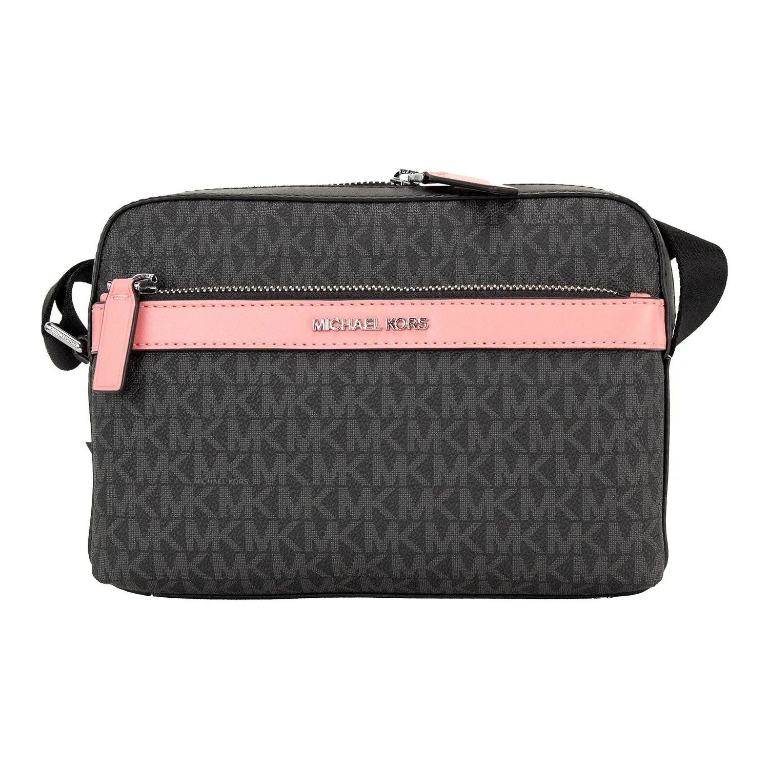 Michael Kors Cooper Small Black Pink Signature PVC Utility Crossbody Bag