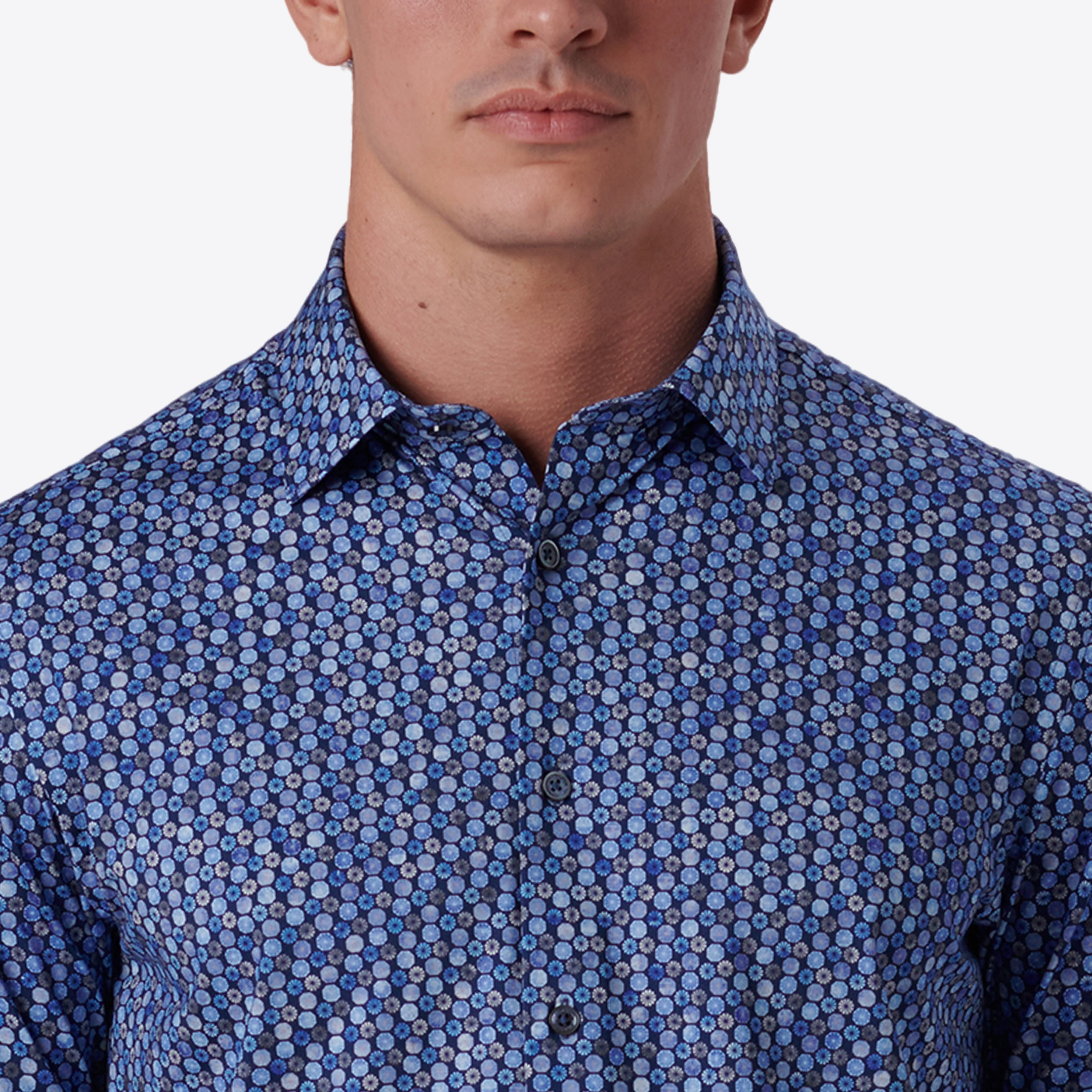 MILES Geometric Floral Print OoohCotton Short Sleeve Shirt