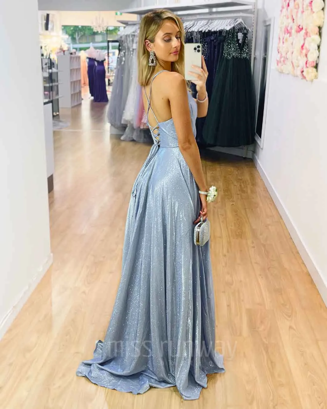 Monica Glitter Gown - Periwinkle