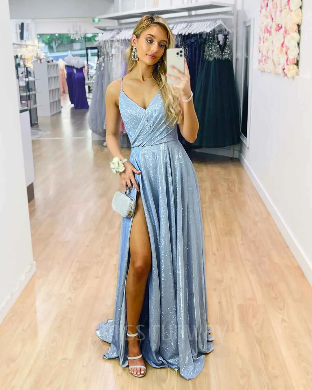 Monica Glitter Gown - Periwinkle