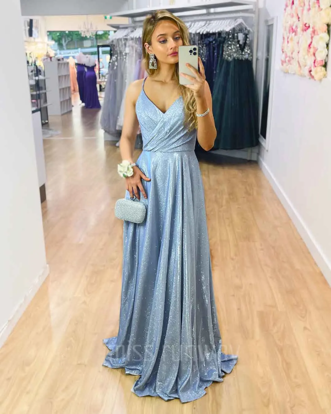 Monica Glitter Gown - Periwinkle