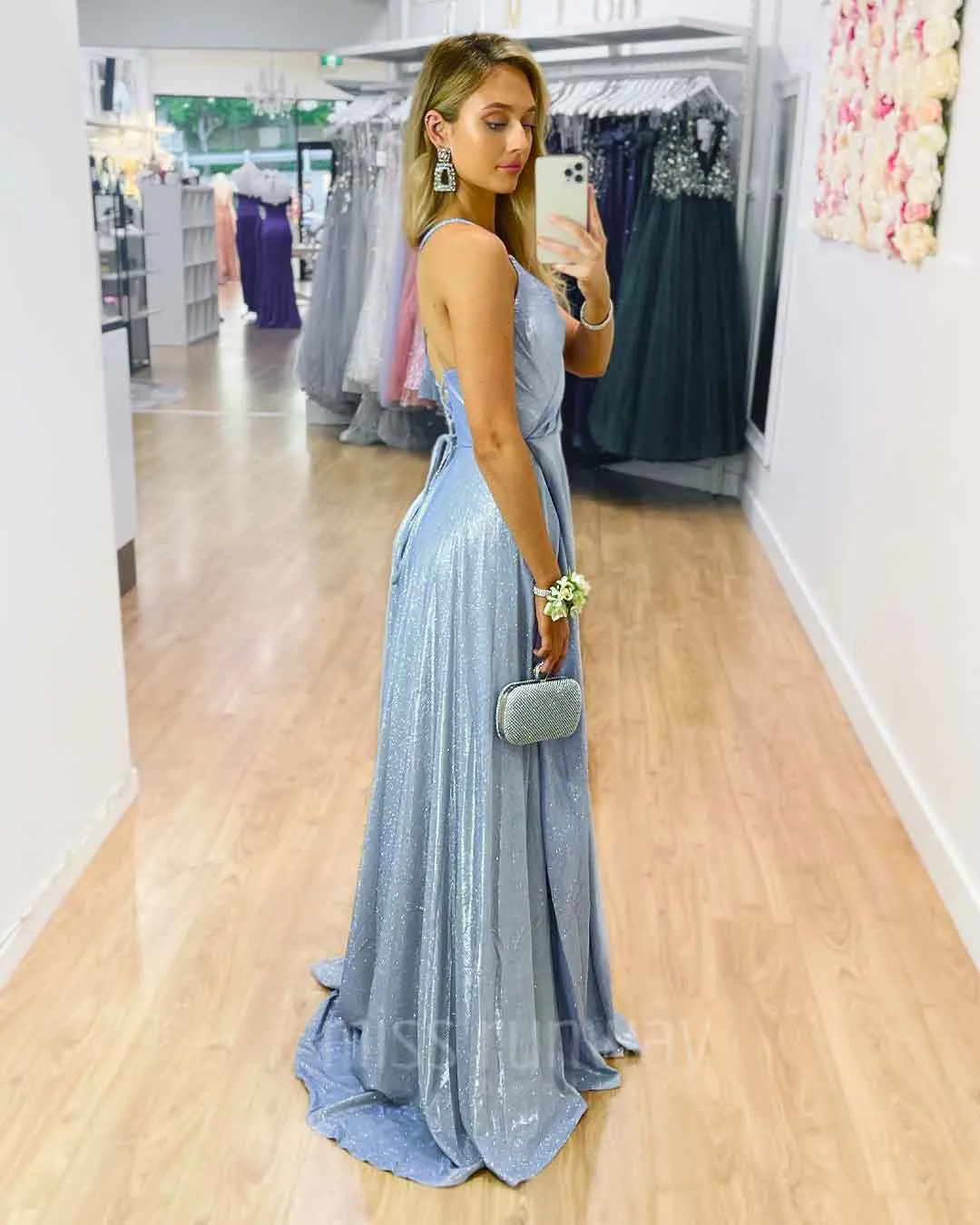 Monica Glitter Gown - Periwinkle