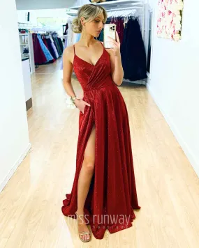 Monica Glitter Gown - Red