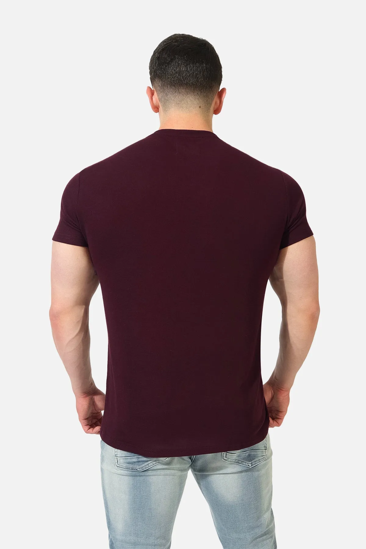 Muscle Fit Henley T-Shirt - Maroon