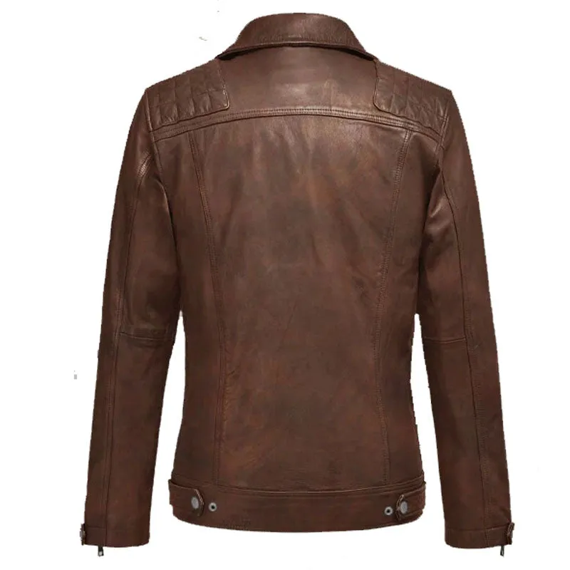 New Genuine Best Looking Style Ironwood Spanish Brown Biker Fashion Leather Jacket