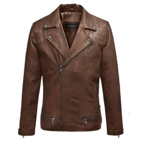 New Genuine Best Looking Style Ironwood Spanish Brown Biker Fashion Leather Jacket