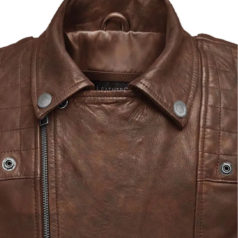 New Genuine Best Looking Style Ironwood Spanish Brown Biker Fashion Leather Jacket