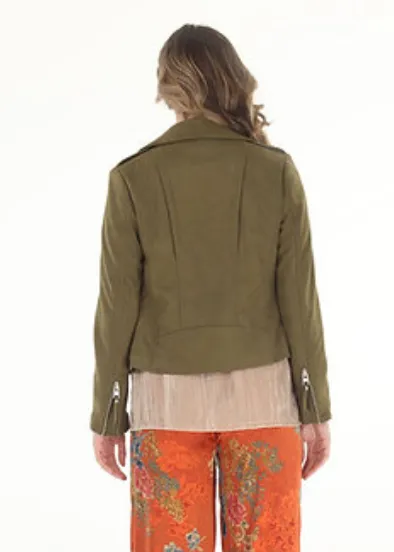 Olive Suede Moto Jacket