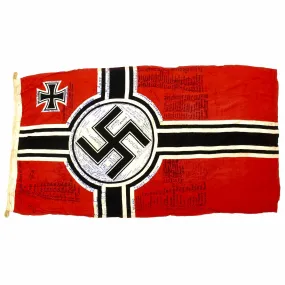 Original German WWII Captured Battle Flag Signed by 4th Armored Division with Wartime Markings 100cm x 170cm