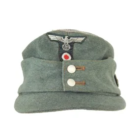 Original German WWII Heer Jäger Officer M43 Bergmütze Field Cap with Oak Leaf Badge - size 57