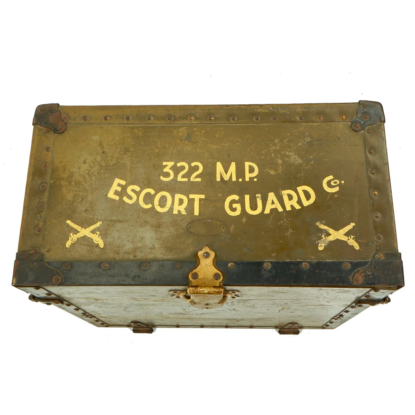 Original U.S. WWII 322nd Military Police Escort Guard Company Field Desk From The Manzanar War Relocation Center - With Armband & Bludgeon