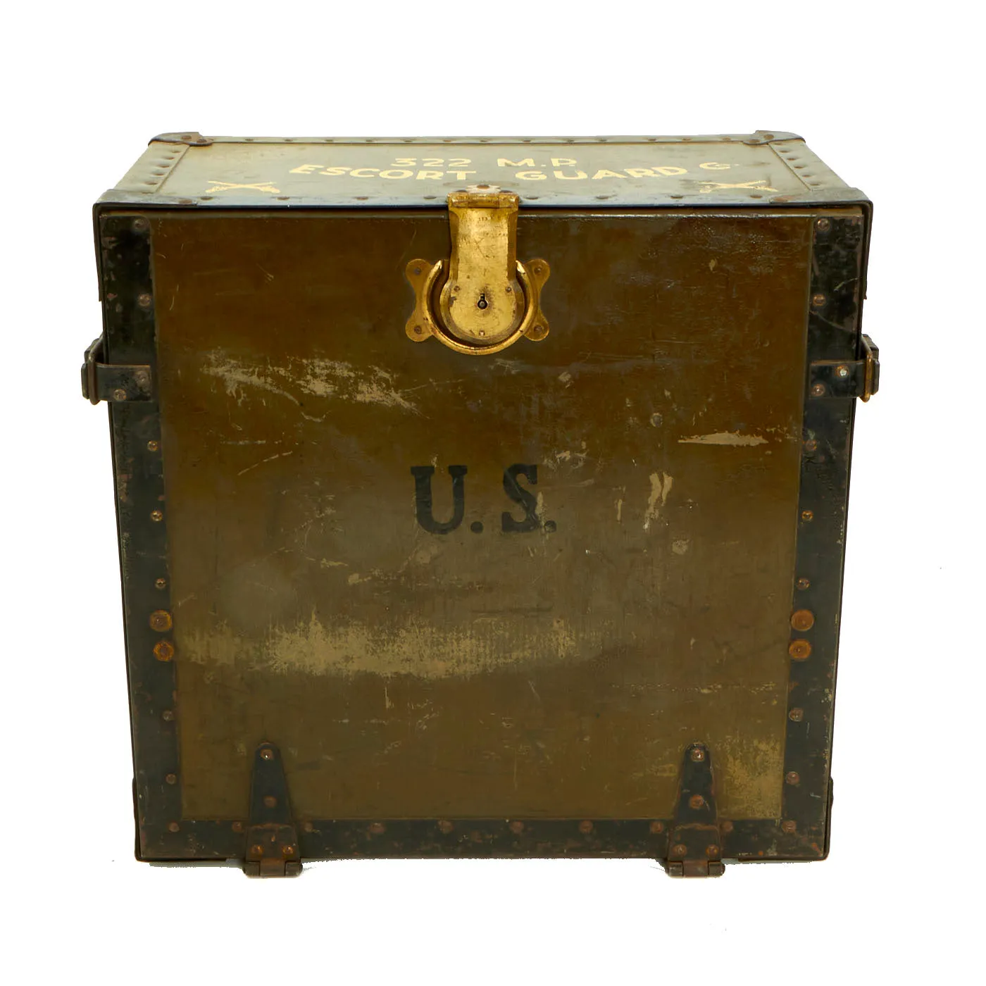 Original U.S. WWII 322nd Military Police Escort Guard Company Field Desk From The Manzanar War Relocation Center - With Armband & Bludgeon