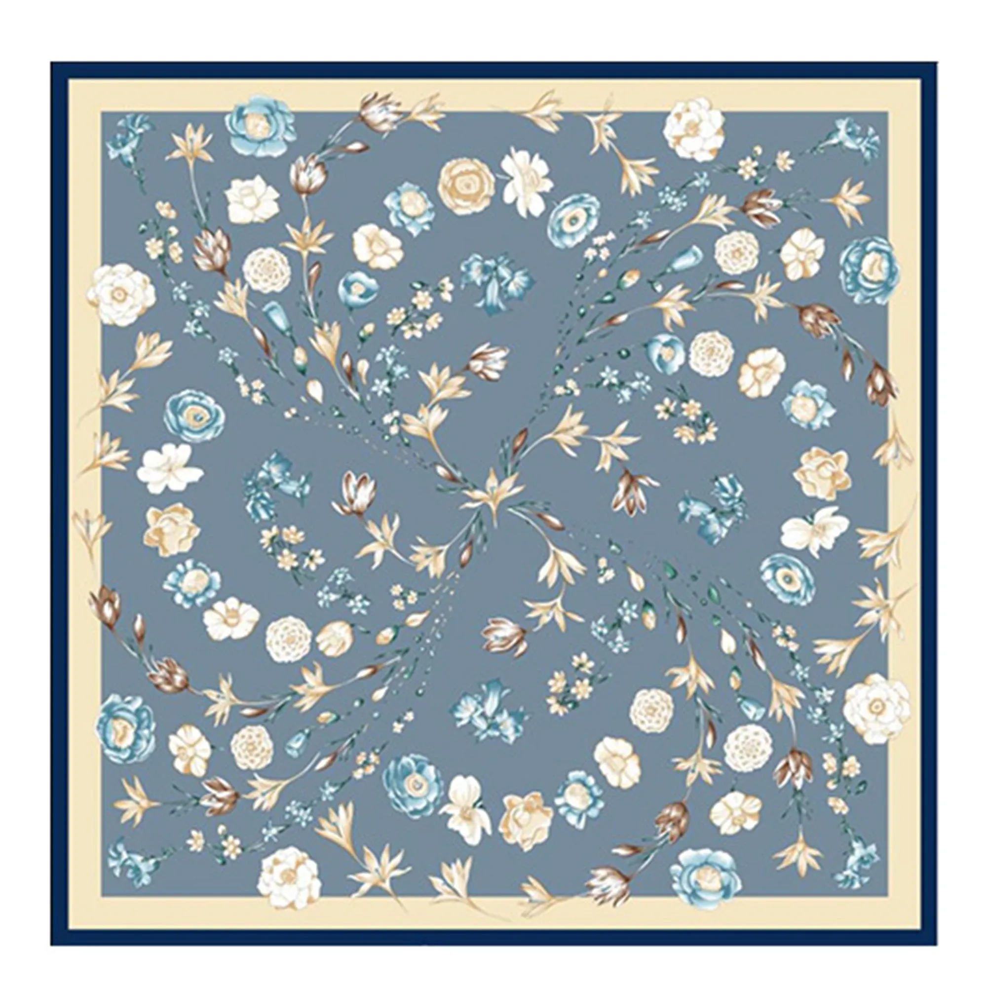 Oscar Rossa 100% Silk Scarf with Hand-Rolled Edges, approximate 34"x34" to 35"x35" Large Square Printed Mulberry Silk Twill Scarf