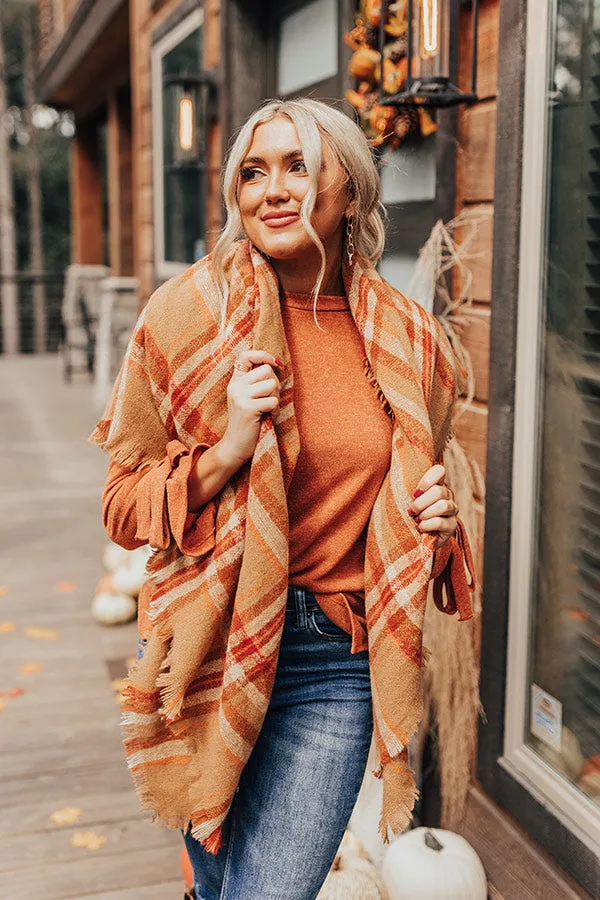 Paris Cafe Blanket Scarf in Camel