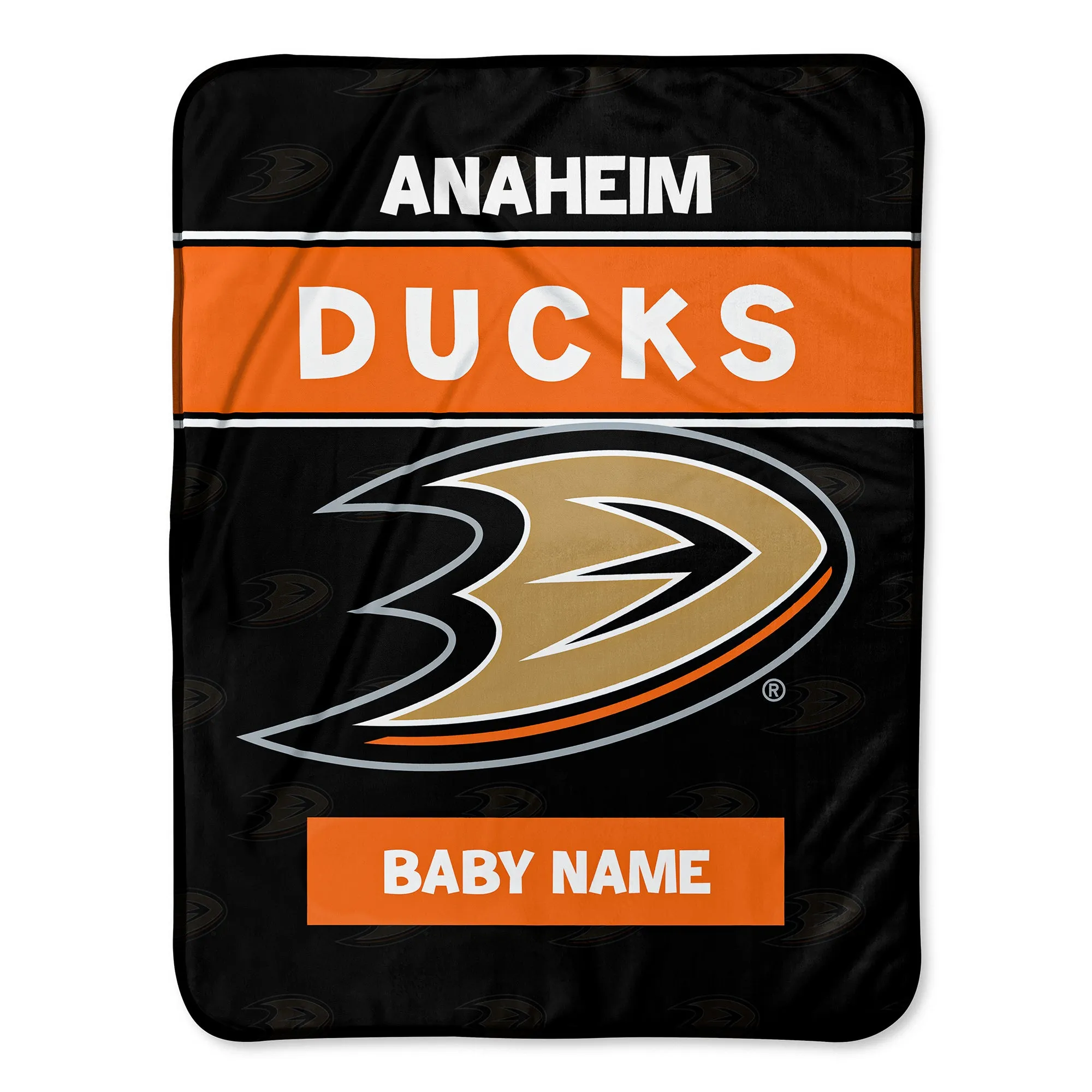 Personalized Anaheim Ducks Emblem Baby Pixel Fleece Blanket