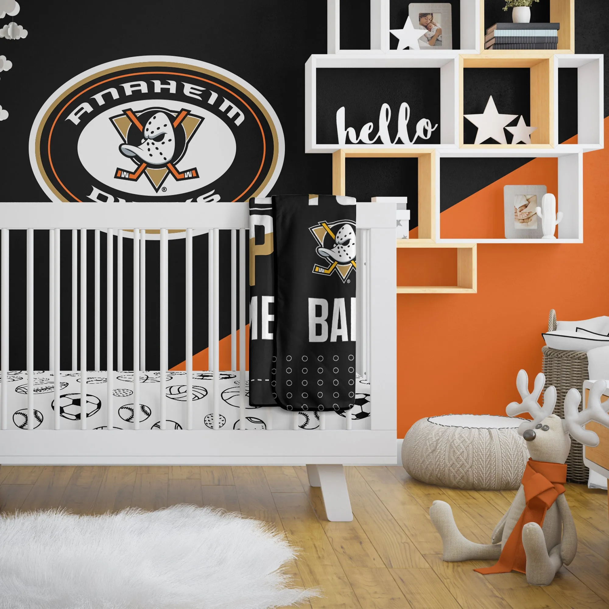 Personalized Anaheim Ducks MVP Baby Pixel Fleece Blanket