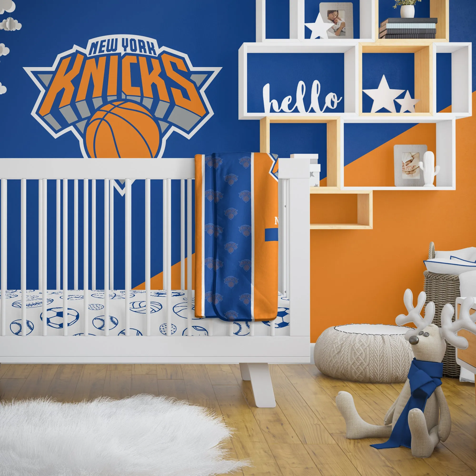 Personalized New York Knicks Icon Baby Pixel Fleece Blanket