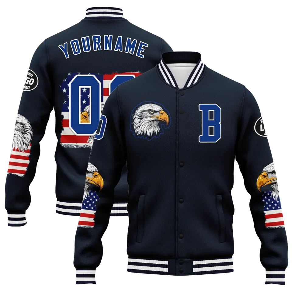 Personalized Patriotic Jackets, Custom USA Pride Eagle Jacket, Freedom Wings Jacket