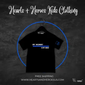 Police - Dad/ Mom is my Hero (Solid Blue Line) Kids T-Shirt